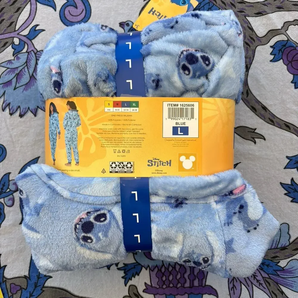 Lilo And Stitch NWT One piece Pajama With Hood Adult Unisex Large - Picture 4 of 5